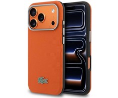 Lacoste PVC Petit Pique Semi Wrap MagSafe dėklas skirtas Apple iPhone 17 Pro Max oranžinės spalvos