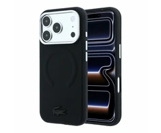 Lacoste PVC Petit Pique Semi Wrap Embossed MagSafe Dėklas skirtas iPhone 18 Pro Max juodos spalvos