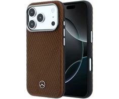 Mercedes PU Leather Semi Wrap MagSafe dėklas skirtas Apple iPhone 17 Pro Camel