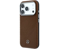Mercedes PU Leather Semi Wrap MagSafe dėklas skirtas Apple iPhone 17 Pro Camel