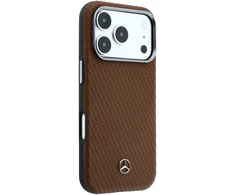 Mercedes PU Leather Semi Wrap MagSafe dėklas skirtas Apple iPhone 17 Pro Max Camel