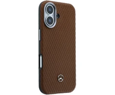 Mercedes PU Leather Wood Semi Wrap MagSafe dėklas skirtas Apple iPhone 17 Camel