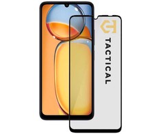 Tactical apsauginis stiklas Shield 5D skirtas Xiaomi Redmi 13C 4G/5G/ Poco C65 su juodos spalvos krašteliu