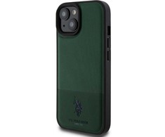 U.S. Polo PU odos tinklinio rašto dvigubas arklio dėklas, skirtas iPhone 15 Žalias
