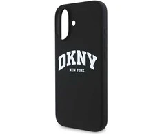 DKNY Liquid Silicone Arch Logo MagSafe Apple iPhone 16 Plus dėklas telefonui juodos spalvos