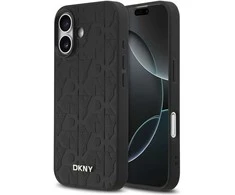 DKNY PU Leather Grid Pattern Magsafe dėklas skirtas Apple iPhone 17 juodos spalvos