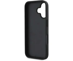 DKNY PU Leather Repeat Pattern Tonal Stripe Apple iPhone 16 Plus dėklas telefonui juodos spalvos