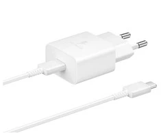 112803 EP-T1510EWE + EP-DA705BWE Samsung 15W kelioninis įkroviklis + USB-C/USB-C Data kabelis baltos spalvos (OOB Bulk)