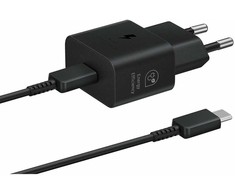 112803 EP-T2510EBE + EP-DN980BBE Samsung USB-C 25W kelioninis įkroviklis + USB-C Data kabelis juodos spalvos (OOB Bulk)