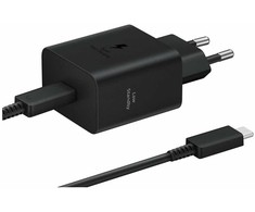 EP-T4511XBE Samsung USB-C 45W kelioninis įkroviklis + USB-C duomenų kabelis juodas (pažeista pakuotė)