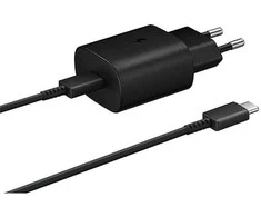 EP-TA800EBE + EP-DG980BBE Samsung 25W kelioninis įkroviklis + USB-C/USB-C duomenų kabelis Juodas (OOB masinis)