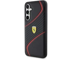 Samsung Galaxy S23 FE Ferrari dėklas Twist Metal Logo (FEHCS23FEPTWK) juodos spalvos