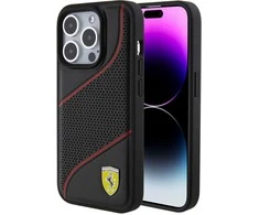 Apple iPhone 15 Pro Ferrari dėklas Perforated Waves Metal Logo (FEHCP15LPWAK) juodos spalvos