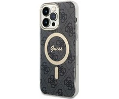 Guess GUHMP14XH4STK Apple iPhone 14 Pro Max 6.7″ juodos spalvos kietas dėklas 4G MagSafe