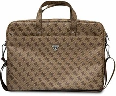 Dėklas kompiuteriui 16" Guess Saffiano 4G Hot Stamp Triangle Logo rudos spalvos