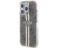 Dėklas GUESS GUHCP15XH4SGW IPHONE 15 PRO MAX 6.7 "BROWN/BROWN HARDCASE IML 4G GOLD STRIPE