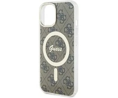 Guess IML 4G MagSafe dėklas telefonui Apple iPhone 15 rudos spalvos