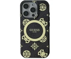 Guess GUHMP16XH4PYEEK Apple iPhone 16 Pro Max 6.9″ juodos spalvos kietas dėklas IML Peony On 4G Background MagSa