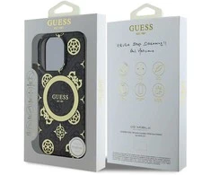 Guess GUHMP16XH4PYEEK Apple iPhone 16 Pro Max 6.9" dėklas telefonui juodos spalvos IML Peony On 4G Background MagSafe
