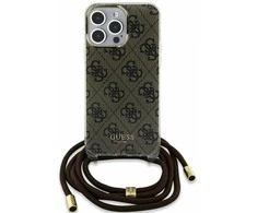 Dėklas GUESS GUHCP15XHC4SEW IPHONE 15 PRO MAX 6.7 "BROWN/BROWN HARDCASE CROSSBODY CORD 4G PRINT