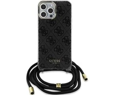 Dėklas GUESS GUHCP15XHC4SEK IPHONE 15 PRO MAX 6.7 "Juodas/Juodas HARDCASE CROSSBODY CORD 4G PRINT