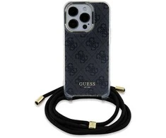 Apple iPhone 15 Pro Guess dėklas Crossbody Cord 4G Print (GUHCP15LHC4SEK) juodos spalvos