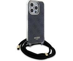 Apple iPhone 15 Pro Guess dėklas Crossbody Cord 4G Print (GUHCP15LHC4SEK) juodos spalvos