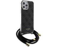 Dėklas GUESS GUHCP15XHC4SEK IPHONE 15 PRO MAX 6.7 "Juodas/Juodas HARDCASE CROSSBODY CORD 4G PRINT