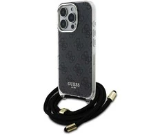 Guess GUHCP16XHC4SEK Apple iPhone 16 Pro Max 6.9" dėklas telefonui juodos spalvos Crossbody Cord 4G Print