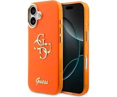 Guess IML 4G Script Metal Logo dėklas skirtas iPhone 17 Oranžinis