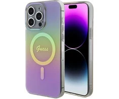 Guess IML Iridescent MagSafe dėklas iPhone 15 Pro - rožinis