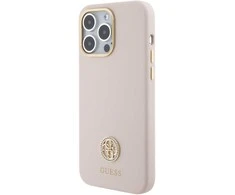 Dėklas GUESS GUHCP15XM4DGPPP IPHONE 15 PRO MAX 6.7 "LIGHT Rožinis/Rožinis HARDCASE SILICONE LOGO STRASS 4G