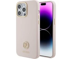 Dėklas GUESS GUHCP15XM4DGPPP IPHONE 15 PRO MAX 6.7 "LIGHT Rožinis/Rožinis HARDCASE SILICONE LOGO STRASS 4G