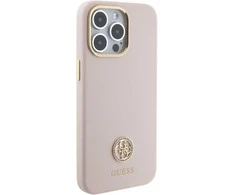 Dėklas GUESS GUHCP15XM4DGPPP IPHONE 15 PRO MAX 6.7 "LIGHT Rožinis/Rožinis HARDCASE SILICONE LOGO STRASS 4G