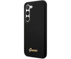 Samsung Galaxy S23 Guess Hard silikoninis dėklas Vintage Gold Logo (GUHCS23SSLSMK) juodos spalvos