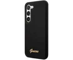 Samsung Galaxy S23 Plus Guess Hard silikoninis dėklas Vintage Gold Logo (GUHCS23MSLSMK) juodos spalvos