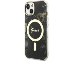 Apple iPhone 14 Guess dėklas Golden Marble Collection MagSafe (UHMP14SHTMRSK) juodos spalvos