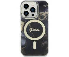 Apple iPhone 14 Pro Guess dėklas Golden Marble Collection MagSafe (GUHMP14LHTMRSK) juodos spalvos
