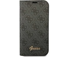 Apple iPhone 14 Pro Guess Book 4G Vintage Gold Logo (GUBKP14LHG4SHK) telefono dėklas juodos spalvos