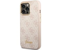 Dėklas Guess PC/TPU 4G Metal Camera Outline Case skirtas iPhone 14 Pro, rožinis