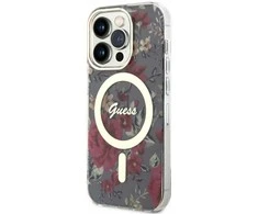 Guess GUHMP14LHCFWSA Apple iPhone 14 Pro 6.1″ khaki kietas dėklas Flower MagSafe