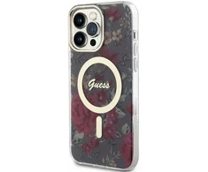 Guess GUHMP14XHCFWSA Apple iPhone 14 Pro Max 6.7″ khaki kietas dėklas Flower MagSafe