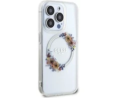 Dėklas GUESS GUHMP15LHFWFFCT IPHONE 15 PRO 6.1 "SKAIDRUS KIETAS DĖLIS IML FLOWERS WREATCH MAGSAFE