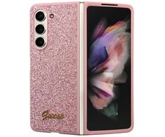 Samsung Galaxy Z Fold 5 Guess Dėklas Glitter Script (GUHCZFD5HGGSHP) rožinės spalvos