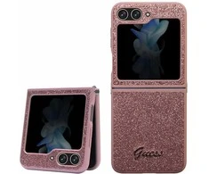 Samsung Galaxy Z Flip 5 Guess Dėklas Glitter Script (GUHCZF5HGGSHP) rožinės spalvos