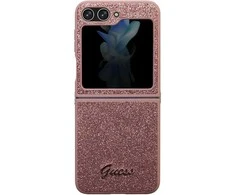 Samsung Galaxy Z Flip 5 Guess Dėklas Glitter Script (GUHCZF5HGGSHP) rožinės spalvos