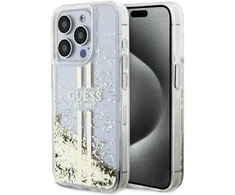 Dėklas GUESS GUHCP15LLFCSEGT IPHONE 15 PRO 6.1 "SKAIDRUS KIETAS DĖLĖLIS SKYSTOS BLIGAUS AUKSO JUOSTOS