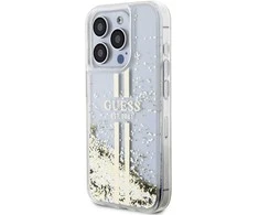 Dėklas GUESS GUHCP15XLFCSEGT IPHONE 15 PRO MAX 6,7 col. SKAIDRUS KIETAS DĖLĖLIS SKYSTOS BLIGAUS AUKSO JUOSTOS