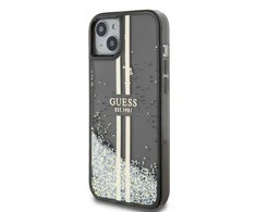 Apple iPhone 14 plus / 15 plus Guess dėklas Liquid Glitter Gold Stripes (GUHCP15MLFCSEGK) juodos spalvos