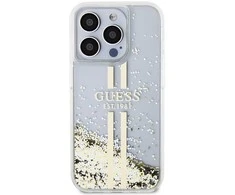 Dėklas GUESS GUHCP15XLFCSEGT IPHONE 15 PRO MAX 6,7 col. SKAIDRUS KIETAS DĖLĖLIS SKYSTOS BLIGAUS AUKSO JUOSTOS